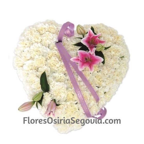 Corazón Funerario Clavel y Lilium